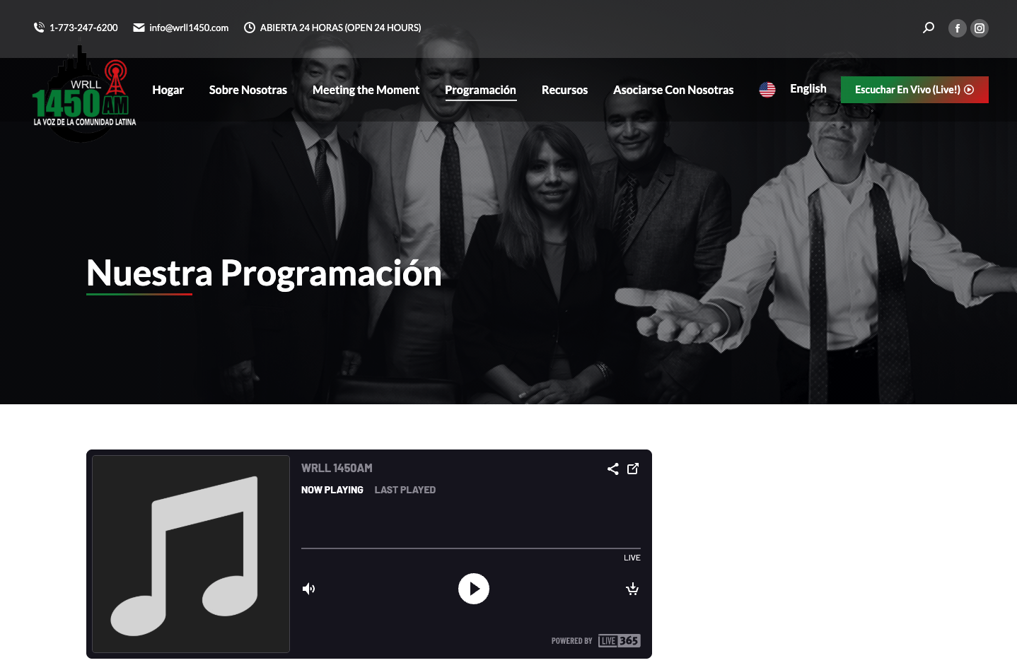 desktop device homepage slider screenshot of WRLL1450 Radio website design