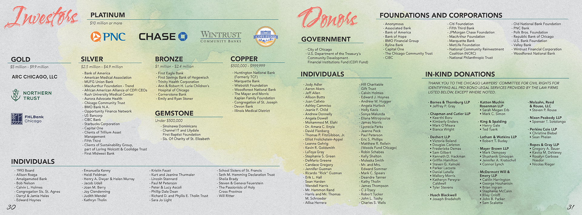 Internal print spread design from the Chicago Community Loan Fund annual report cover design