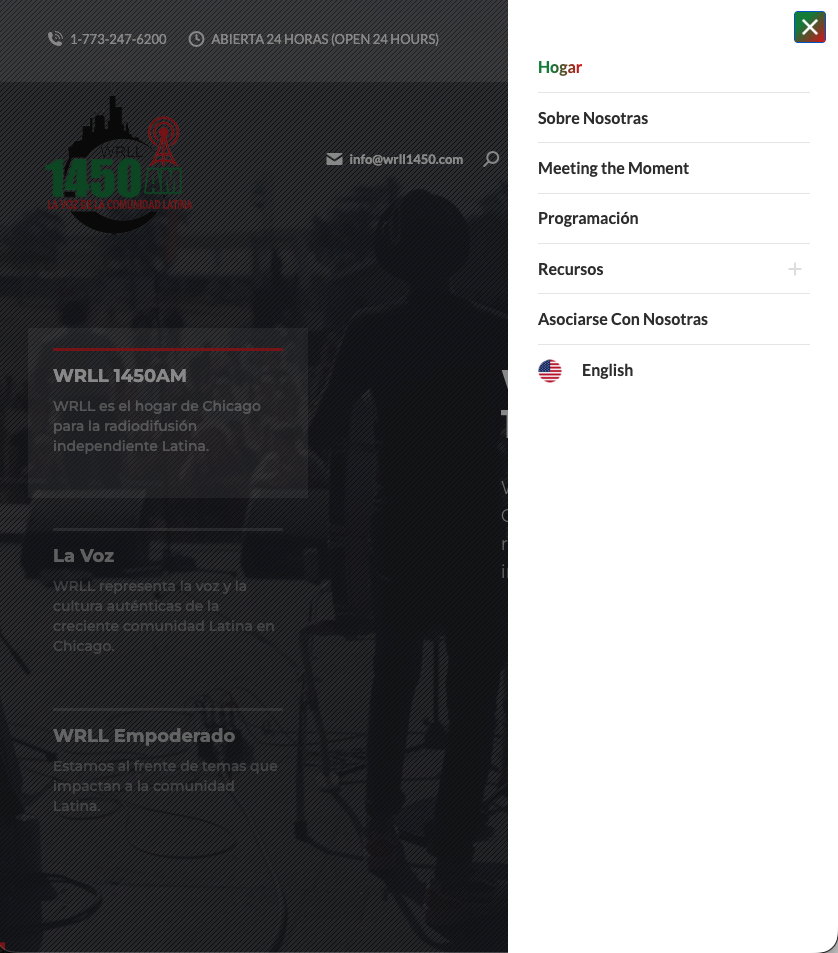 desktop device homepage slider screenshot of WRLL1450 Radio  website design