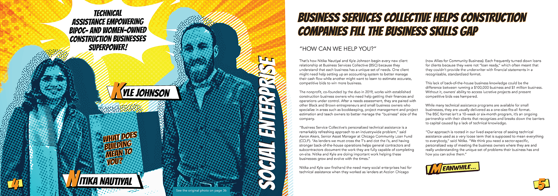 Internal print spread design from the Chicago Community Loan Fund annual report cover design