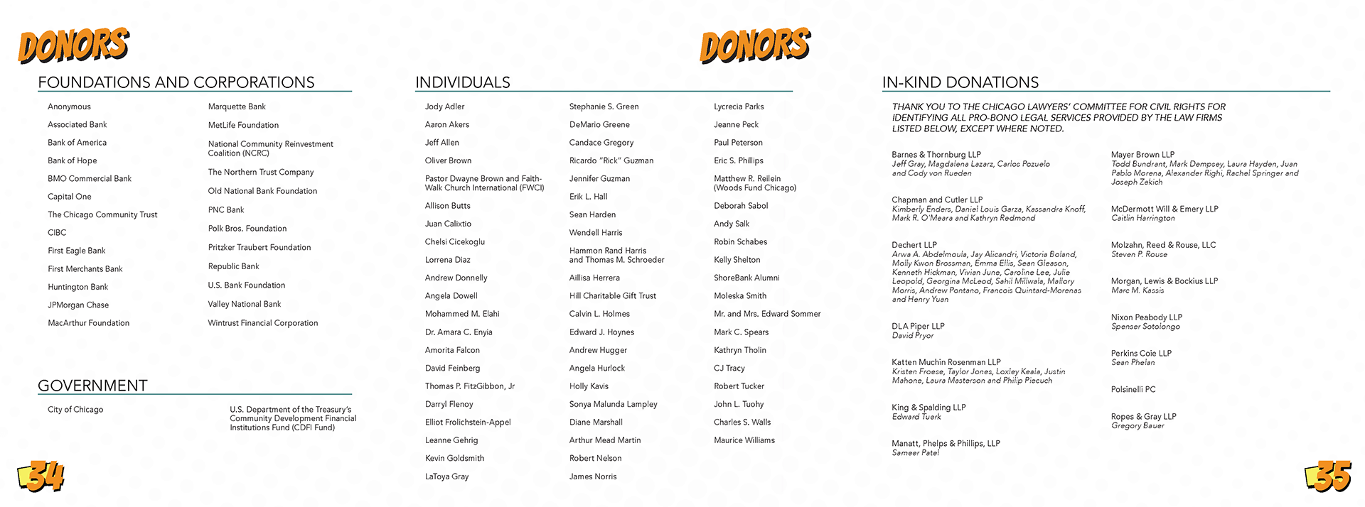 Internal print spread design from the Chicago Community Loan Fund annual report cover design