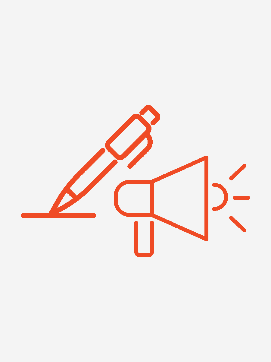 Icon of a pen and bull horn